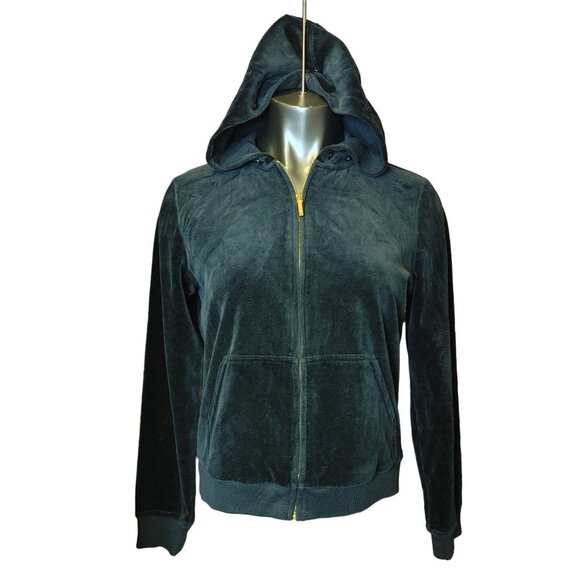 LAUREN RALPH LAUREN Womens Petite Small Black Cotton Blend Zip Up Hoodie Jacket - Picture 1 of 3